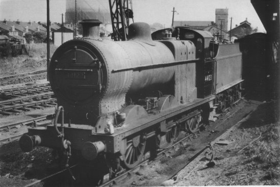 44123 at what is thought to be Gloucester shed in the 1960s. Note the generally filthy condition of the loco, with the exception of the cab side, which some brave soul has attempted to clean.