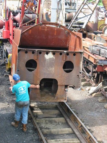 Front half of tank being moved to new location