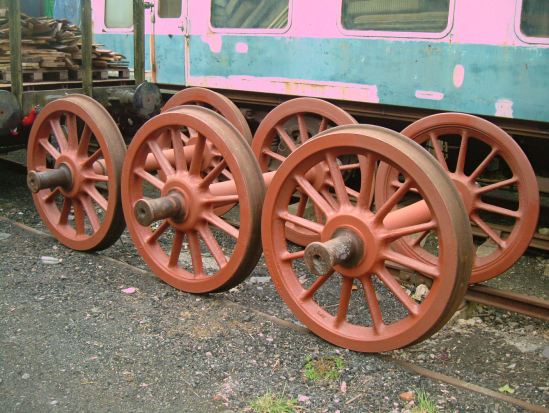 Tender wheels cleaned and painted and ready to go. The first time they've seen paint in many years...