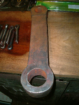 One of the spring hangar links having been de-bushed and cleaned down. Curiously, this is stamped "SR" which suggests that the tender was once repaired by the Southern Railway, or it inherited parts from a similar Southern loco, or an LMS loco which was overhauled by the Southern - one of the S&DJR 4Fs perhaps?