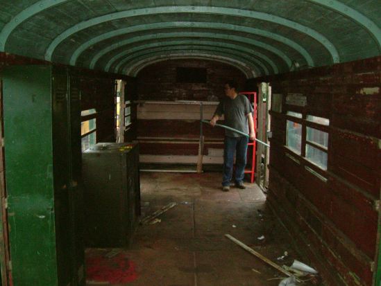 This is the interior of the van after it had arrived at the Avon Valley Railway, and being prepared for conversion into a stores vehicle