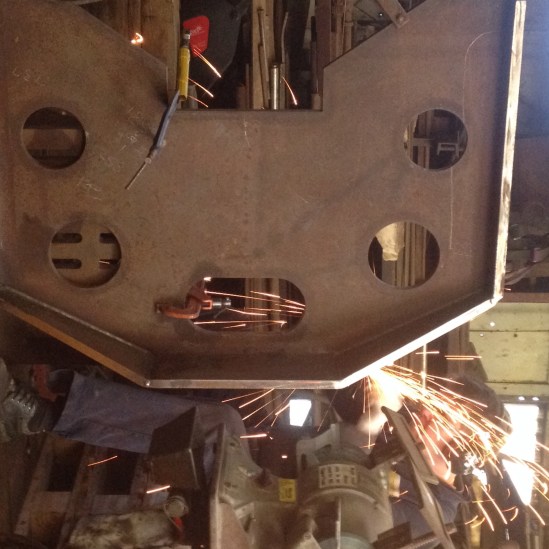 The new boiler support plate is seen here having the various welds dressed prior to being released for final machining