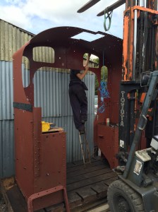 The cab in the process of being reassembled.